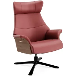 Conform Sessel Airness Rot/Braun/Schwarz Leder/Holz/Aluminium 81 cm 163 cm - Farbe: Rot, Natur, Schwarz - Material: Leder, Walnuss, Aluminium - Möbel