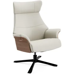 Conform Sessel Airness Weiss/Braun/Schwarz Leder/Holz/Aluminium 81 cm 163 cm - Farbe: Weiss, Natur, Schwarz - Material: Leder, Walnuss, Aluminium -
