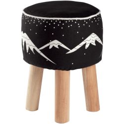 Hocker Hardo Schwarz/Beige Baumwolle/Holz 30 cm 40 cm - Farbe: schwarz, natur - Material: Baumwolle, Holz - Hocker
