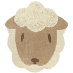 Kinderteppich Arik Beige Wolle 85 cm 95 cm - Farbe: ecru - Kinderteppich