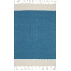 Kinderteppich Dalton Blau Baumwolle/Polyester 100 cm 150 cm - Farbe: blue - Material: Polyester/Baumwolle - Kinderteppich
