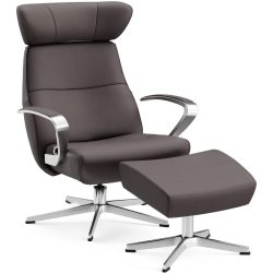 Conform Sessel Enno Braun/Silber Leder/Aluminium 81 cm 163 cm - Farbe: Dunkelbraun, Silber - Material: Leder, Aluminium - Möbel Konfigurator: