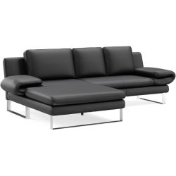 Ecksofa Jarek Schwarz Leder 321 cm 168 cm - Möbel Konfigurator: Traummöbel individuell zusammenstellen - Ecksofa