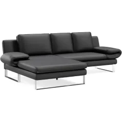 Ecksofa Jarek Schwarz Leder 321 cm 168 cm - Möbel Konfigurator: Traummöbel individuell zusammenstellen - Ecksofa