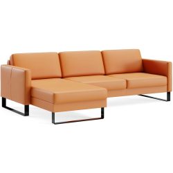 Ecksofa Devin Orange Leder 247 cm 157 cm - Farbe: Mandarin - Möbel Konfigurator: Traummöbel individuell zusammenstellen - Ecksofa