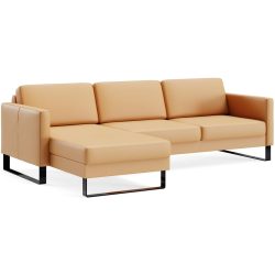 Ecksofa Devin Gelb Leder 247 cm 157 cm - Farbe: honig - Möbel Konfigurator: Traummöbel individuell zusammenstellen - Ecksofa