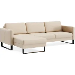 Ecksofa Devin Beige Leder 247 cm 157 cm - Farbe: creme - Möbel Konfigurator: Traummöbel individuell zusammenstellen - Ecksofa