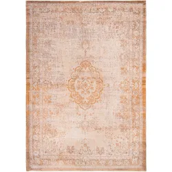 Teppich Medallion Rosa/Orange/Weiss Polyester 80 cm 150 cm - Farbe: Lachs, Weiss - Teppich