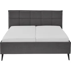 Bett Palle Grau/Schwarz Stoff/Metall 160 x 200 cm - Farbe: Anthrazit, Schwarz - Material: Stoff, Metall - Bett