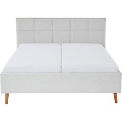 Bett Palle Beige/Braun Stoff/Holz 160 x 200 cm - Farbe: beige, natur - Material: Stoff, Eiche - Bett