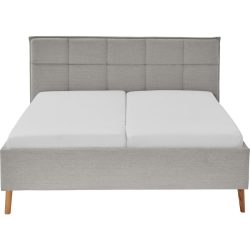 Bett Palle Grau Stoff/Holz 180 x 200 cm - Farbe: hellgrau - Material: Stoff, Eiche - Bett