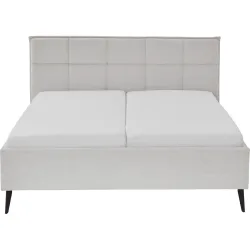 Bett Palle Beige/Schwarz Stoff/Metall 160 x 200 cm - Farbe: Beige, Schwarz - Material: Stoff, Metall - Bett