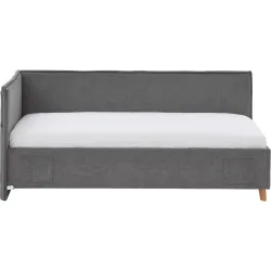 Kinderbett Falia Grau/Braun Stoff/Holz 140 x 200 cm - Material: Stoff, Holz - Kinderbett