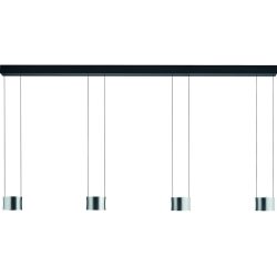 Designer-Pendellampe Bankamp Impulse chrome matt 4-flammig vertical flex - Farbe: Chrom mattiert - LED - Lichtfarbe: Extra warmweiss - Material: