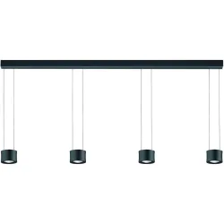 Designer-Pendellampe Bankamp Impulse Schwarz 4-flammig vertical flex - LED - Lichtfarbe: Extra warmweiss - Material: Glas/Stahl/Aluminium -