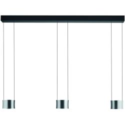 Designer-Pendellampe Bankamp Impulse chrome matt 3-flammig vertical flex - Farbe: Chrom mattiert - LED - Lichtfarbe: Extra warmweiss - Material: