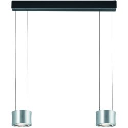 Designer-Pendellampe Bankamp Impulse nickel matt 2-flammig vertical flex - Farbe: Nickel matt mit Chrom abgesetzt - LED - Lichtfarbe: Extra warmweiss