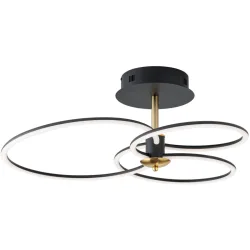 Deckenlampe Charlotte Gold/Schwarz Stahl 59 cm 26 cm - Farbe: schwarz-gold - Lichtfarbe: Warmweiss - Deckenlampe