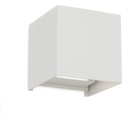 Wandlampe aussen Cube Weiss Aluminium 10 cm 10 cm - Lichtfarbe: Warmweiss - Material: Aluguss - Wandlampe aussen