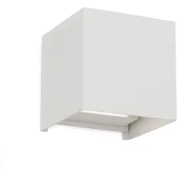 Wandlampe aussen Cube Weiss Aluminium 10 cm 10 cm - Lichtfarbe: Warmweiss - Material: Aluguss - Wandlampe aussen