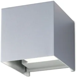 Wandlampe aussen Cube Silber Aluminium 10 cm 10 cm - Farbe: Aluminium matt - Lichtfarbe: Warmweiss - Material: Aluguss - Wandlampe aussen