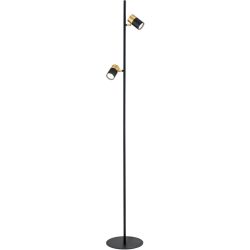 Stehlampe Kevin Gold/Schwarz Stahl 161 cm - Farbe: schwarz-gold - Stehlampe