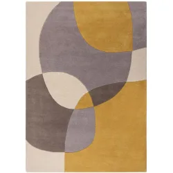 Teppich Hakari Gelb/Grau/Weiss Wolle 170 cm 120 cm - Farbe: Creme, Grau, Ocker - Teppich