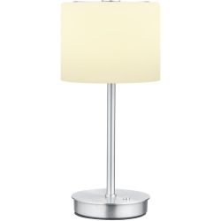 Tischlampe Abby Silber/Weiss Metall/Glas 15.6 cm 34 cm - Farbe: Silber, Weiss - LED - Lichtfarbe: Extra warmweiss - Material: Metall, Glas -