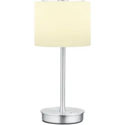 Tischlampe Abby Silber/Weiss Metall/Glas 15.6 cm 34 cm - Farbe: Silber, Weiss - LED - Lichtfarbe: Extra warmweiss - Material: Metall, Glas -