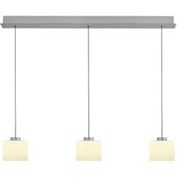 Pendellampe Abby Silber/Weiss Metall/Glas 110 cm 180 cm - Farbe: Silber/Opalweiss - LED - Lichtfarbe: Extra warmweiss - Pendellampe- LED