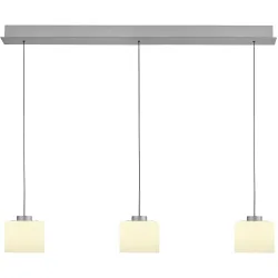 Pendellampe Abby Silber/Weiss Metall/Glas 110 cm 180 cm - Farbe: Silber/Opalweiss - LED - Lichtfarbe: Extra warmweiss - Pendellampe- LED