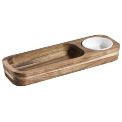 Etagère Contacto Bander Braun Holz/Porzellan 30 cm 10 cm - Material: Akazienholz/Porzellan - Etagère