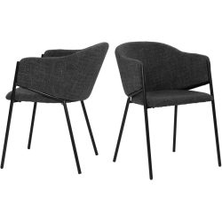 Armlehnstuhl 2er-Set Veliora Grau Polyester/Metall 60 cm - Farbe: Dunkelgrau - Material: Strukturstoff - Armlehnstuhl 2er-Set