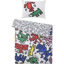 Keith Haring - Fun Bettwäsche Set, 160 x 210 cm + 50 x 70 cm, Multicolor