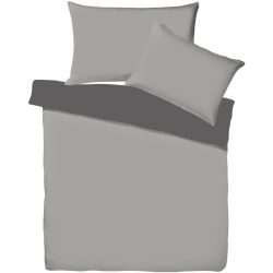 Living Home Kissenbezug Uni Doubleface Grau Baumwolle 50 cm 70 cm - Farbe: Schiefer/Anthrazit - Kissenbezug