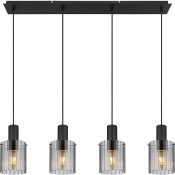 Pendellampe Coria Schwarz Glas/Metall 14 cm 120 cm - Material: Metall/Glas - Pendellampe