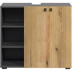Waschbeckenunterschrank Garfield Grau Holz 90 cm 79 cm - Farbe: anthrazit - Material: Holzwerkstoff - Waschbeckenunterschrank