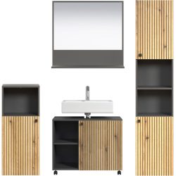 Badezimmer-Set Garfield Grau Holz 180 cm 186 cm 42 cm - Farbe: anthrazit - Material: Holzwerkstoff - Badezimmer-Set