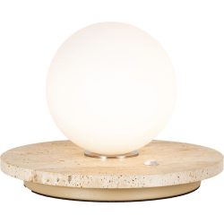Tischlampe Cara Weiss Stein/Glas 20 cm 13.5 cm - LED - Lichtfarbe: Warmweiss - Material: Marmor - Tischlampe- LED Energiesparlampe