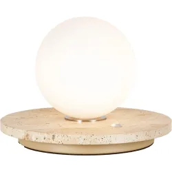 Tischlampe Cara Weiss Stein/Glas 20 cm 13.5 cm - LED - Lichtfarbe: Warmweiss - Material: Marmor - Tischlampe- LED Energiesparlampe