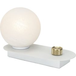 Tischlampe Belluno Weiss Stein/Metall 23 cm 13.5 cm - LED - Lichtfarbe: Warmweiss - Material: Marmor/Metall - Tischlampe- LED Energiesparlampe