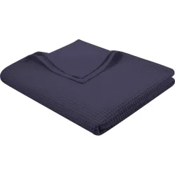 Wohndecke Lori Blau Baumwolle 210 cm 150 cm - Farbe: Dunkelblau - Wohndecke
