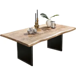 Esstisch Anter Schwarz Holz 220 cm - Farbe: natur - Material: Mango - Esstisch
