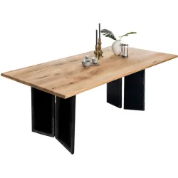 Esstisch Anter Schwarz Holz 200 cm - Farbe: natur - Material: Wildeiche - Esstisch