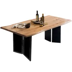Esstisch Anter Schwarz Holz 200 cm - Farbe: natur - Material: Akazie - Esstisch