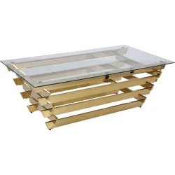 Salontisch Annina Gold Edelstahl/Glas 130 cm - Material: Sicherheitsglas, rostfreier Edelstahl - Salontisch