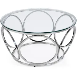 Salontisch Annina Silber/Transparent Edelstahl/Glas 80 cm - Farbe: silber, transparent - Material: Sicherheitsglas, rostfreier Edelstahl - Salontisch