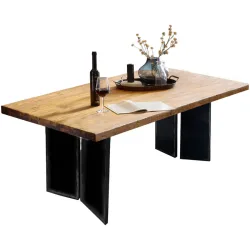 Esstisch Anter Schwarz Holz 220 cm - Farbe: natur - Material: Teak - Esstisch