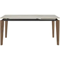 Tisch Tyla Weiss/Braun Keramik/Holz 90 cm Ausziehbar - Tisch