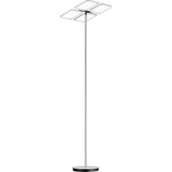 Designer-Stehlampe Bankamp Quadro aluminium matt dimmbar H 190 cm - Farbe: Silber - LED - Lichtfarbe: Extra warmweiss - Helles Neutralweiss -